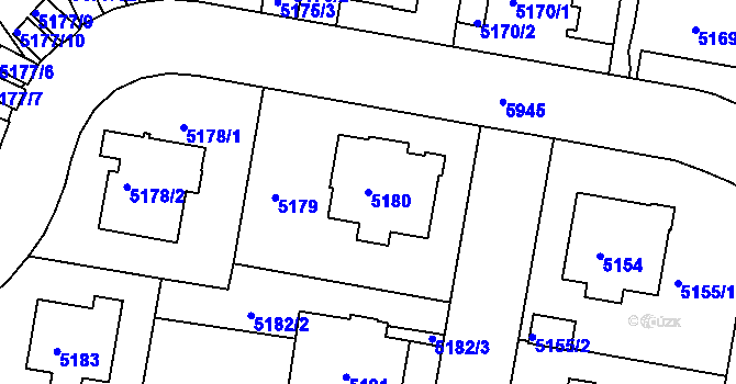 Parcela st. 5180 v KÚ Liberec, Katastrální mapa