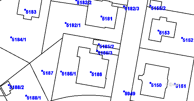 Parcela st. 5185/3 v KÚ Liberec, Katastrální mapa