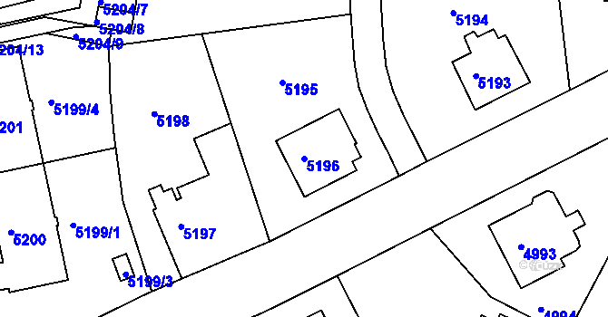 Parcela st. 5196 v KÚ Liberec, Katastrální mapa