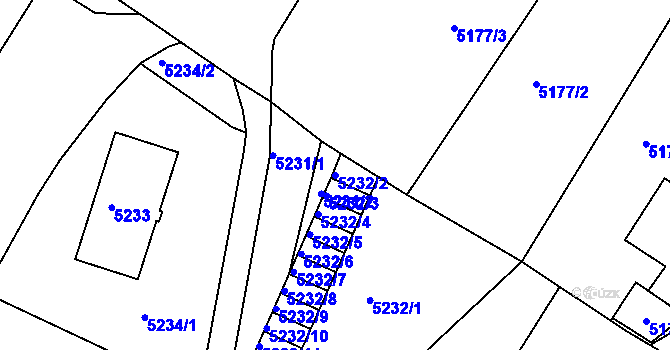 Parcela st. 5232/2 v KÚ Liberec, Katastrální mapa