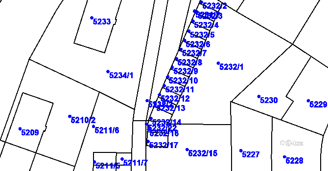 Parcela st. 5232/11 v KÚ Liberec, Katastrální mapa