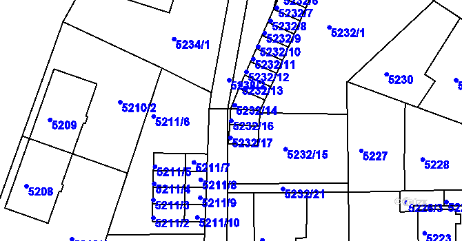 Parcela st. 5232/16 v KÚ Liberec, Katastrální mapa