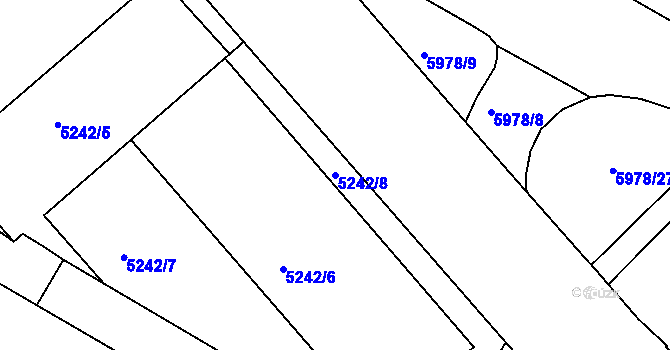 Parcela st. 5242/8 v KÚ Liberec, Katastrální mapa