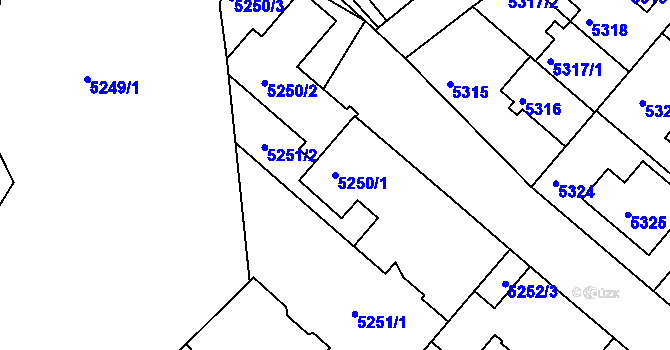 Parcela st. 5250/1 v KÚ Liberec, Katastrální mapa