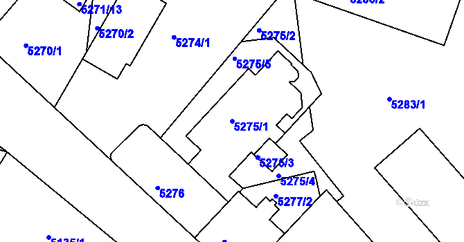 Parcela st. 5275/1 v KÚ Liberec, Katastrální mapa