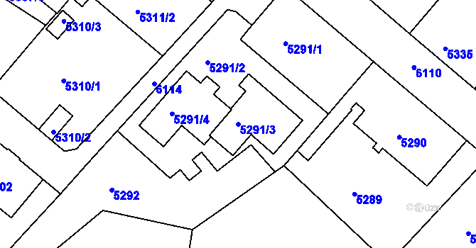Parcela st. 5291/3 v KÚ Liberec, Katastrální mapa