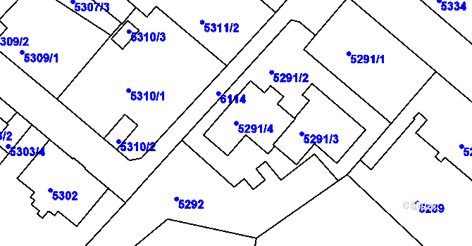 Parcela st. 5291/4 v KÚ Liberec, Katastrální mapa