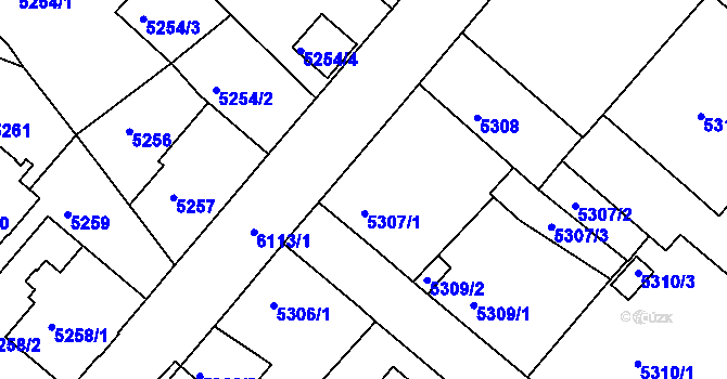 Parcela st. 5307/1 v KÚ Liberec, Katastrální mapa