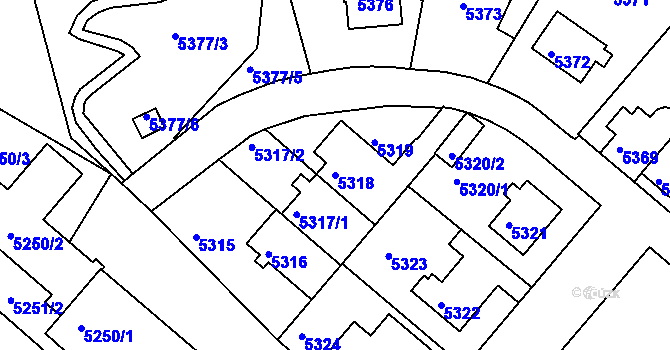 Parcela st. 5318 v KÚ Liberec, Katastrální mapa