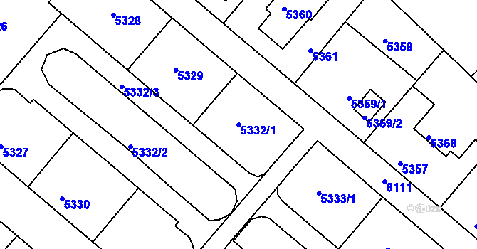 Parcela st. 5332/1 v KÚ Liberec, Katastrální mapa