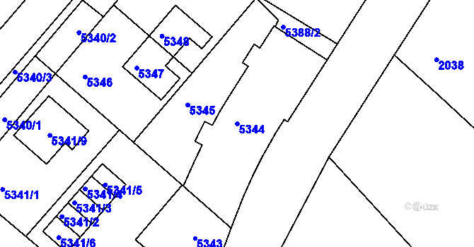 Parcela st. 5344 v KÚ Liberec, Katastrální mapa