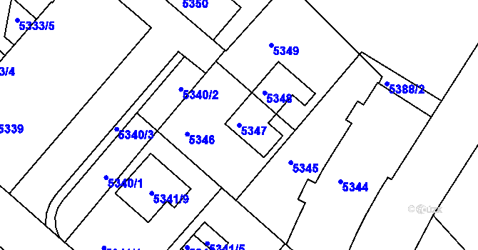 Parcela st. 5347 v KÚ Liberec, Katastrální mapa