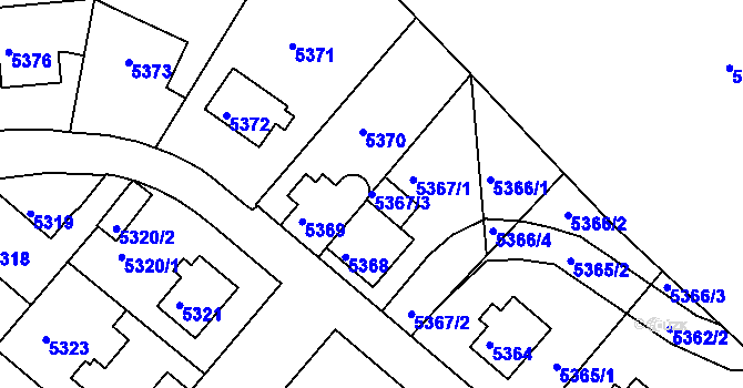 Parcela st. 5367/3 v KÚ Liberec, Katastrální mapa