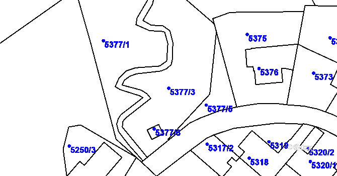Parcela st. 5377/3 v KÚ Liberec, Katastrální mapa