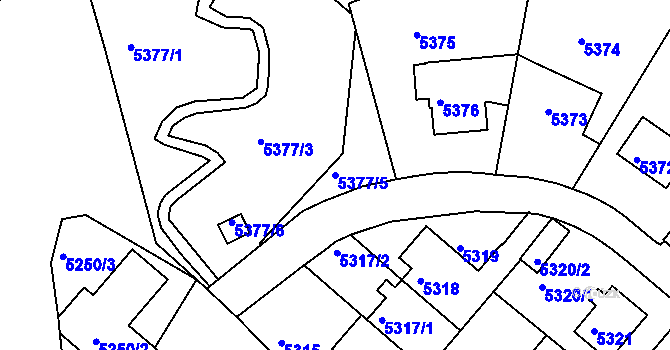 Parcela st. 5377/5 v KÚ Liberec, Katastrální mapa