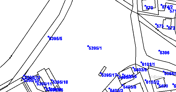 Parcela st. 5395/1 v KÚ Liberec, Katastrální mapa