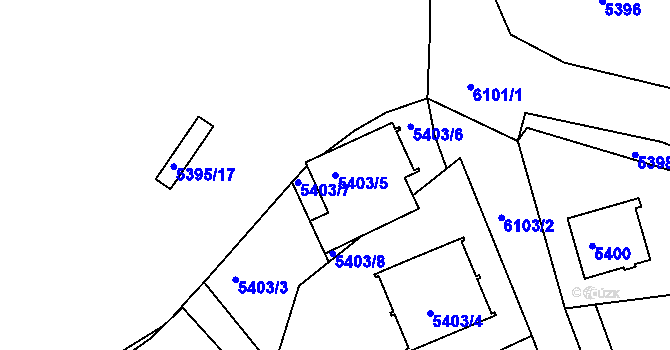 Parcela st. 5403/5 v KÚ Liberec, Katastrální mapa