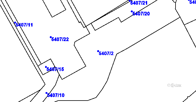 Parcela st. 5407/2 v KÚ Liberec, Katastrální mapa