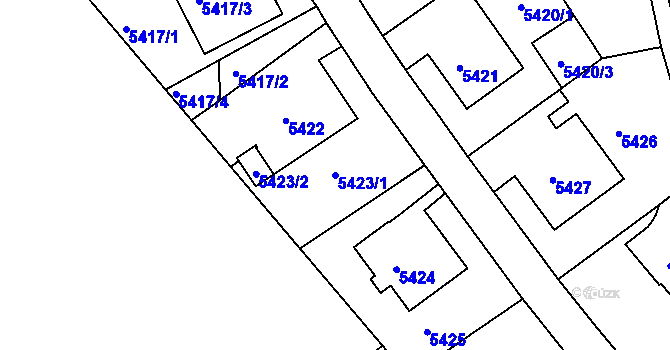 Parcela st. 5423/1 v KÚ Liberec, Katastrální mapa