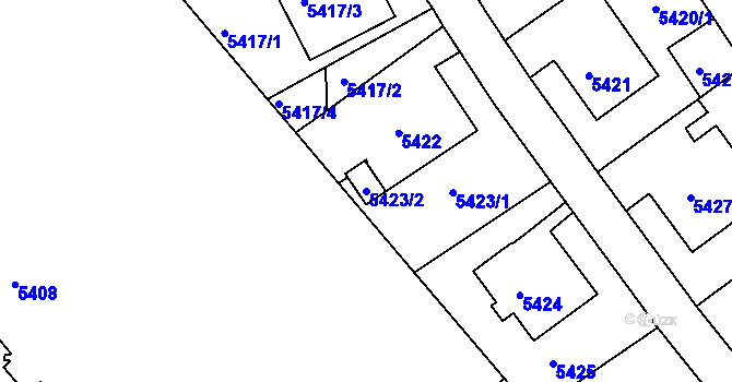 Parcela st. 5423/2 v KÚ Liberec, Katastrální mapa
