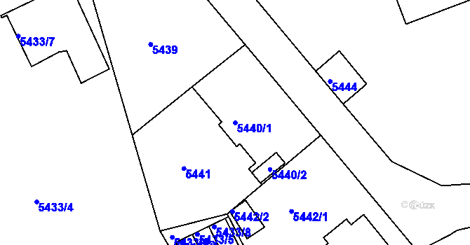 Parcela st. 5440/1 v KÚ Liberec, Katastrální mapa