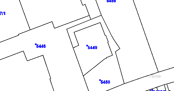 Parcela st. 5449 v KÚ Liberec, Katastrální mapa