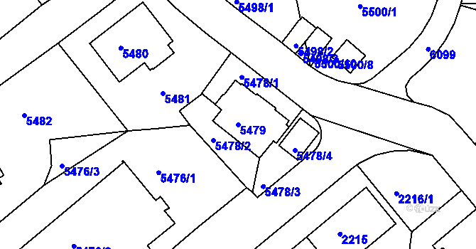 Parcela st. 5479 v KÚ Liberec, Katastrální mapa
