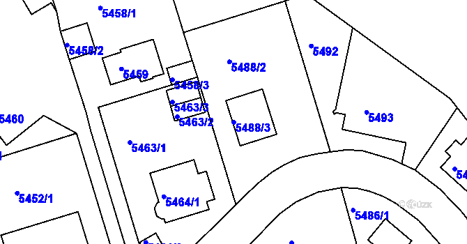 Parcela st. 5488/3 v KÚ Liberec, Katastrální mapa