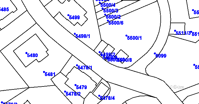 Parcela st. 5498/2 v KÚ Liberec, Katastrální mapa