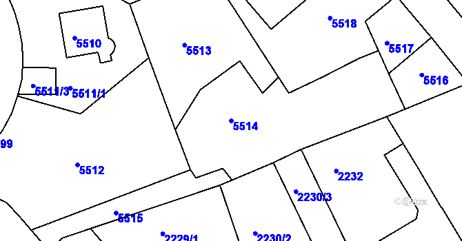 Parcela st. 5514 v KÚ Liberec, Katastrální mapa