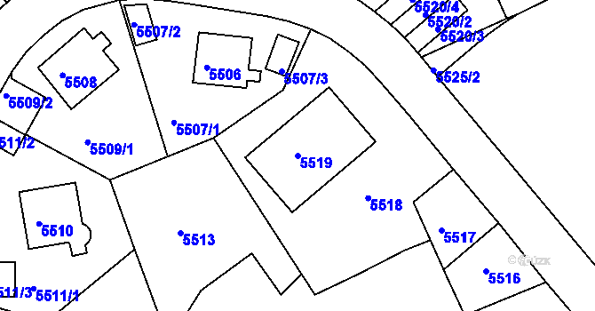 Parcela st. 5519 v KÚ Liberec, Katastrální mapa