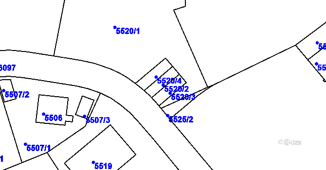 Parcela st. 5520/2 v KÚ Liberec, Katastrální mapa