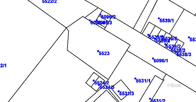 Parcela st. 5523 v KÚ Liberec, Katastrální mapa