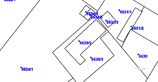 Parcela st. 5529/2 v KÚ Liberec, Katastrální mapa