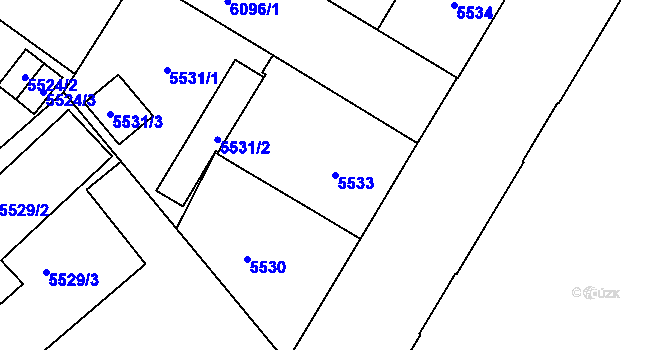 Parcela st. 5533 v KÚ Liberec, Katastrální mapa