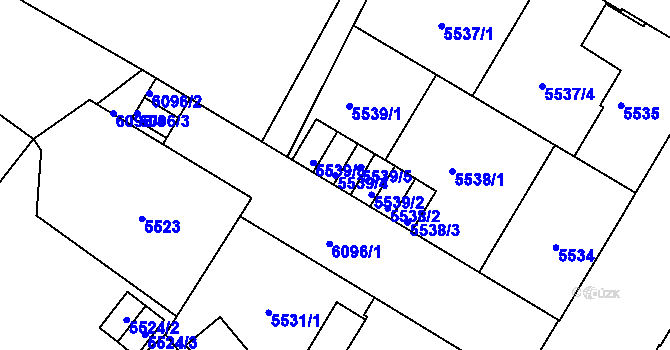Parcela st. 5539/4 v KÚ Liberec, Katastrální mapa
