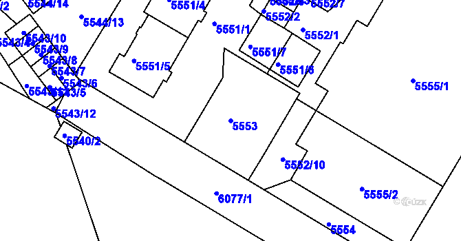 Parcela st. 5553 v KÚ Liberec, Katastrální mapa