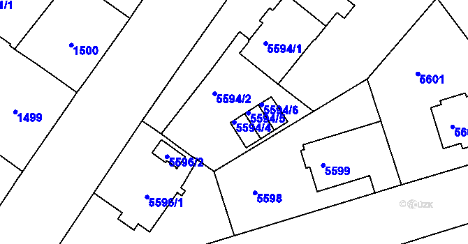 Parcela st. 5594/4 v KÚ Liberec, Katastrální mapa