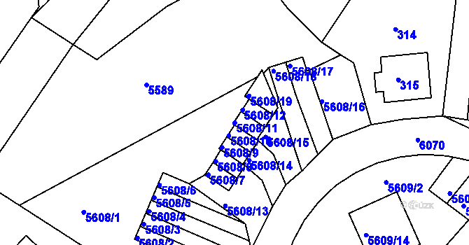 Parcela st. 5608/11 v KÚ Liberec, Katastrální mapa