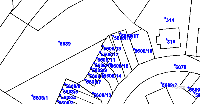 Parcela st. 5608/12 v KÚ Liberec, Katastrální mapa