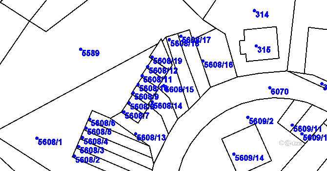 Parcela st. 5608/15 v KÚ Liberec, Katastrální mapa
