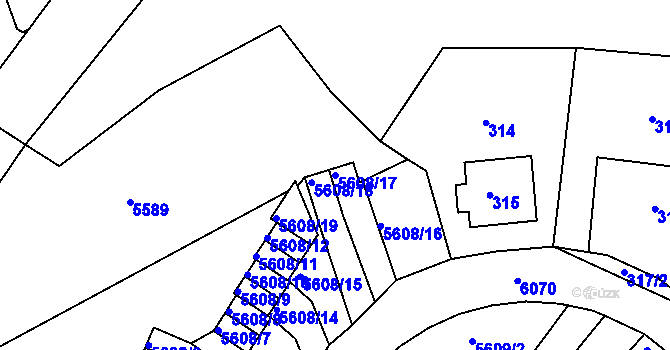 Parcela st. 5608/17 v KÚ Liberec, Katastrální mapa