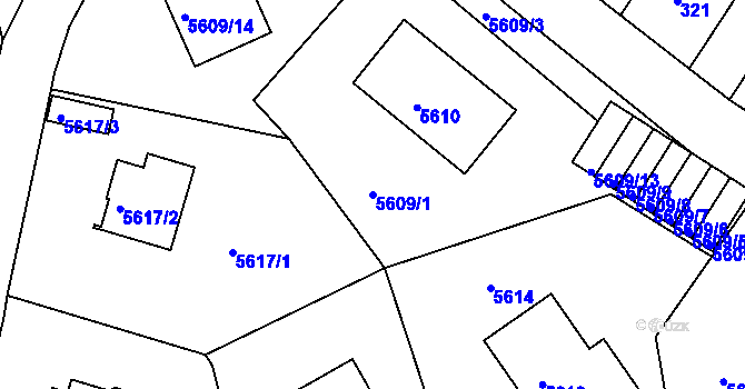 Parcela st. 5609/1 v KÚ Liberec, Katastrální mapa
