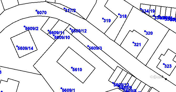 Parcela st. 5609/3 v KÚ Liberec, Katastrální mapa