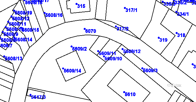 Parcela st. 5609/11 v KÚ Liberec, Katastrální mapa