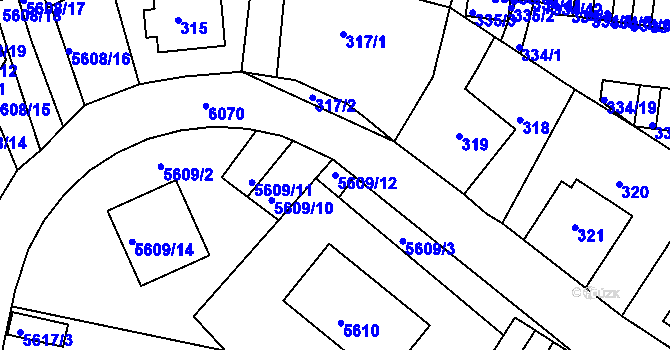 Parcela st. 5609/12 v KÚ Liberec, Katastrální mapa