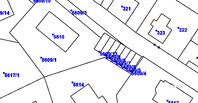 Parcela st. 5609/13 v KÚ Liberec, Katastrální mapa