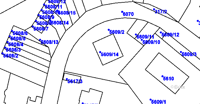 Parcela st. 5609/14 v KÚ Liberec, Katastrální mapa