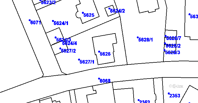 Parcela st. 5626 v KÚ Liberec, Katastrální mapa