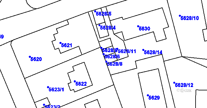 Parcela st. 5628/6 v KÚ Liberec, Katastrální mapa